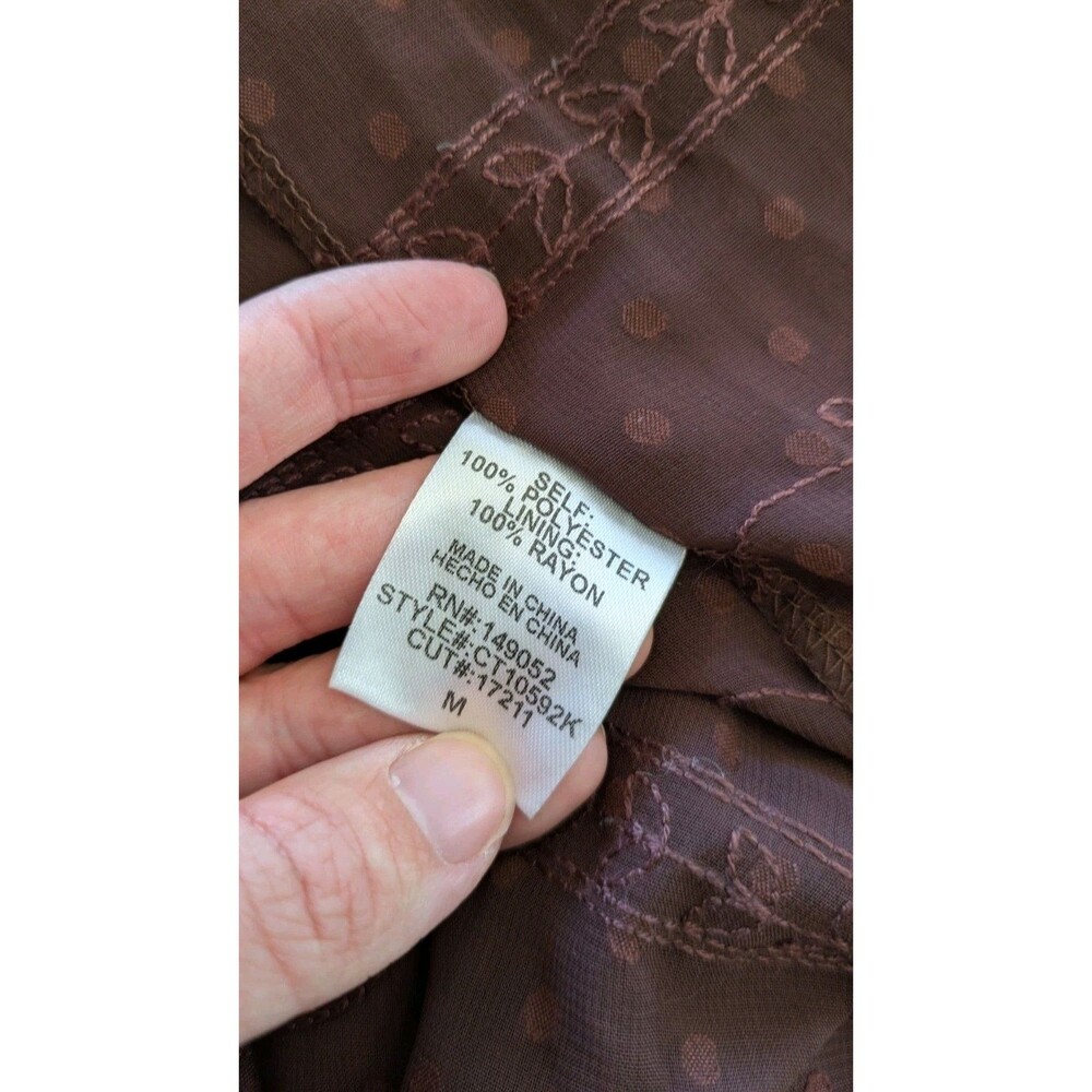 Altard State Sheer Maxi Duster Tie Front Dress M Embroidered Fairy Grunge Brown - Picture 10 of 15